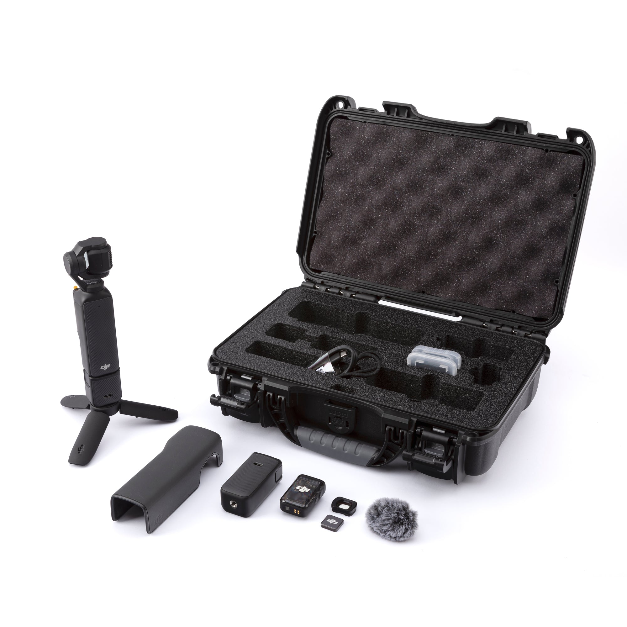 Nanuk 909 DJI Osmo Pocket 3 Black with Osmo accessories top view Nanuk 909 DJI Osmo Pocket 3 Black with Osmo accessories top view