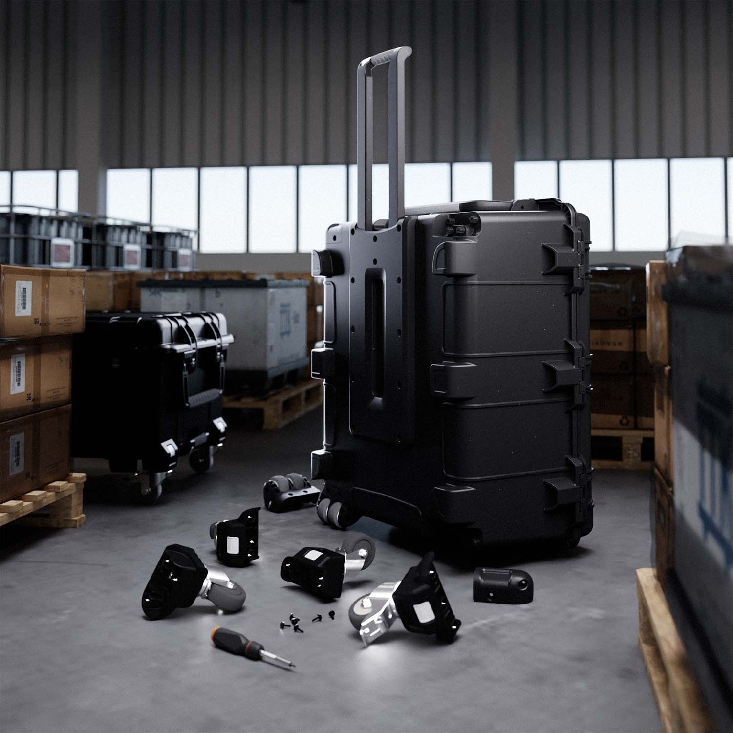 Customizable NANUK 976 with Wheels on the ground