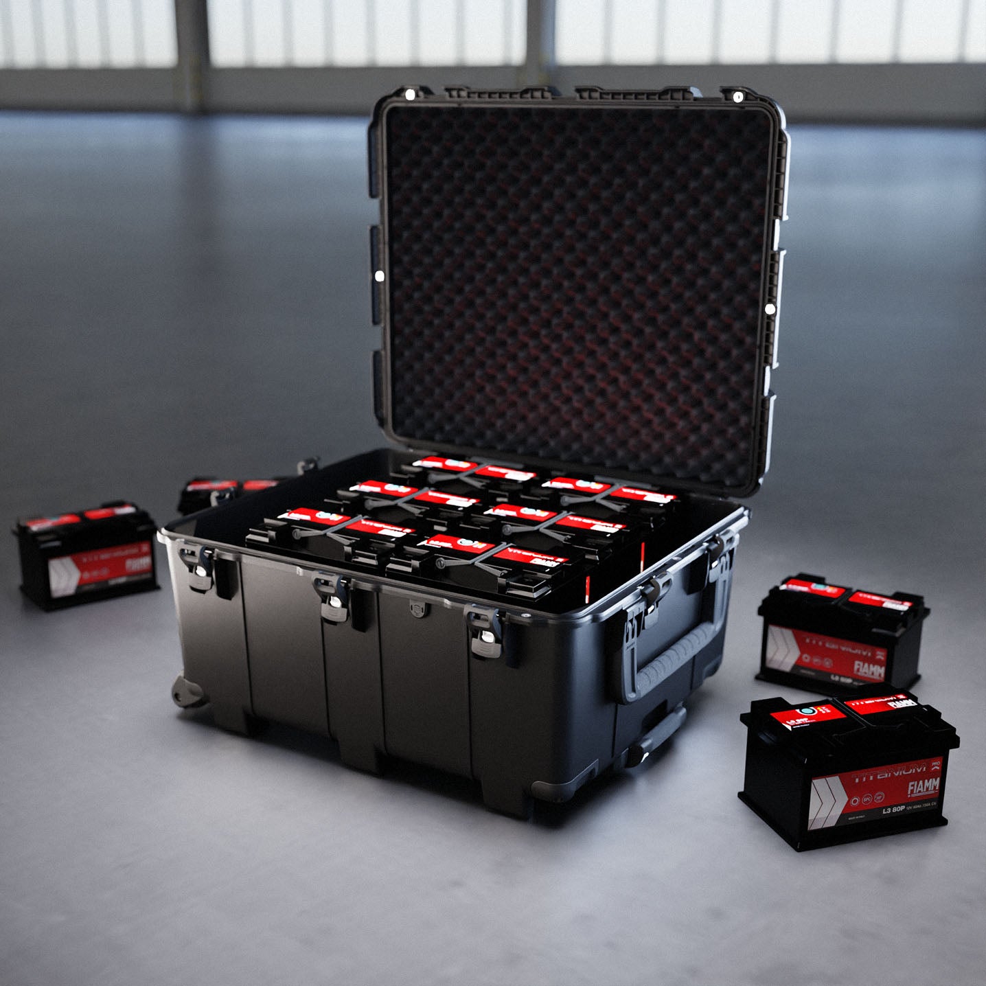 Showing that the NANUK 976 Large Hard Case can handle multiple car batteries