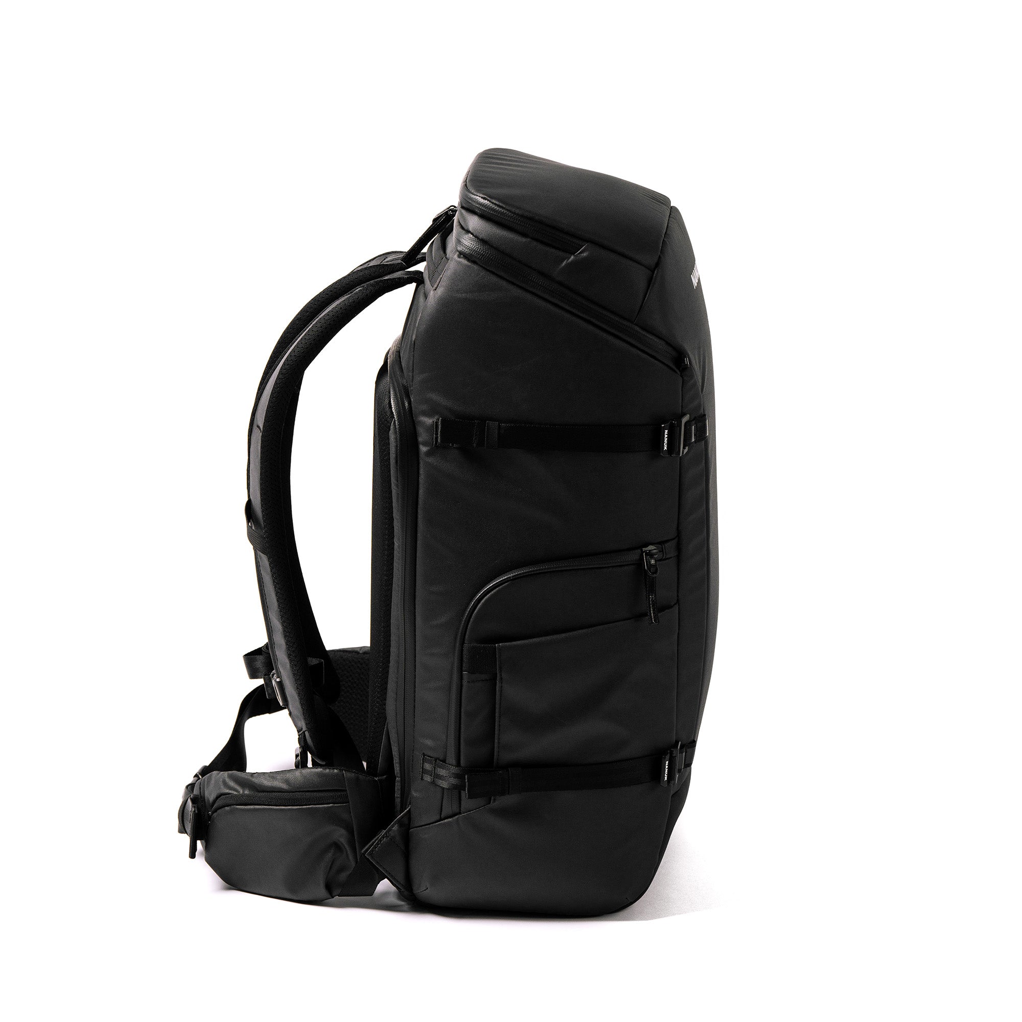 Right Side of a Black N-PVD 35L Camera Backpack from NANUK on a white background Right Side of a Black N-PVD 35L Camera Backpack from NANUK on a white background
