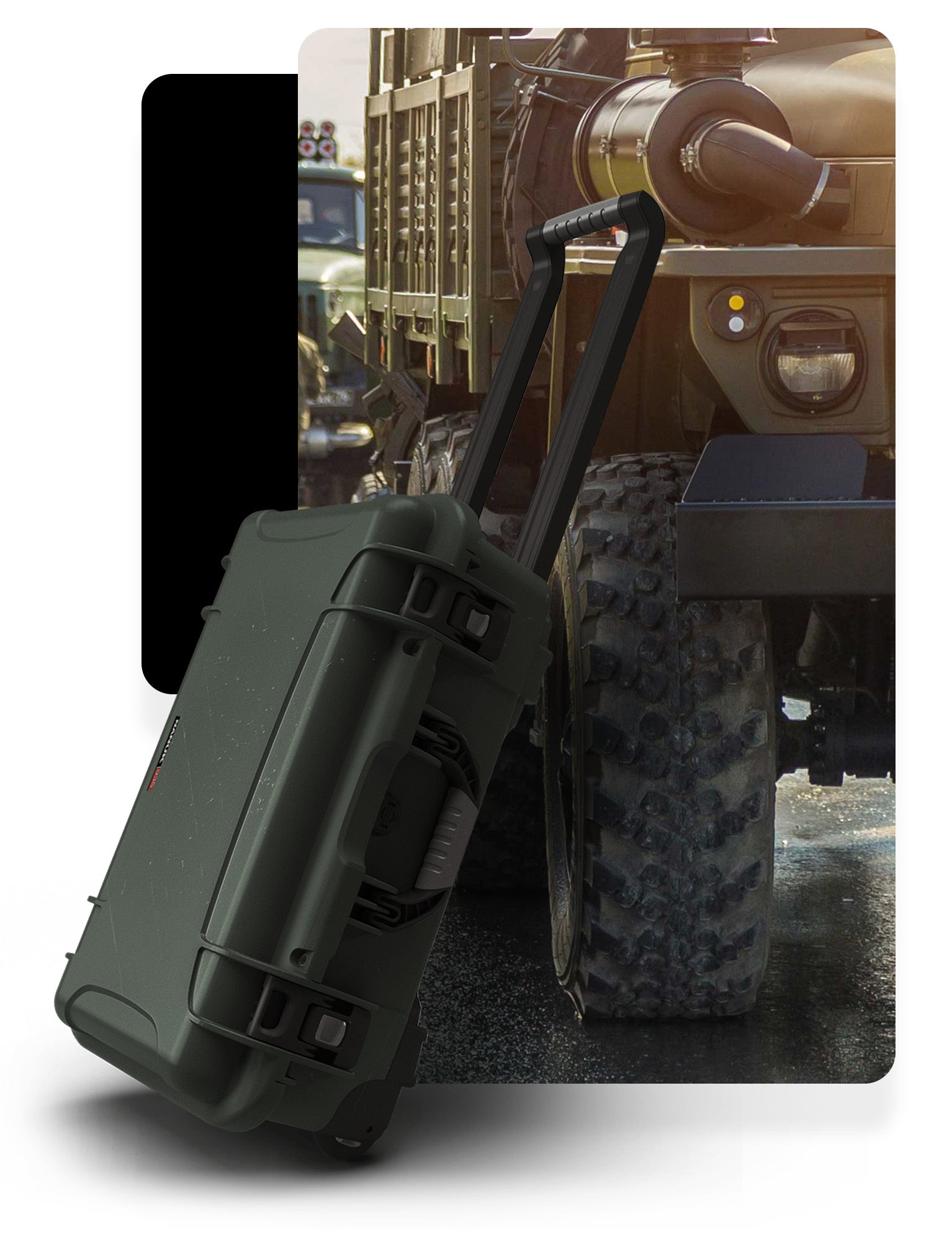 Nanuk 935 Olive for military with army truck