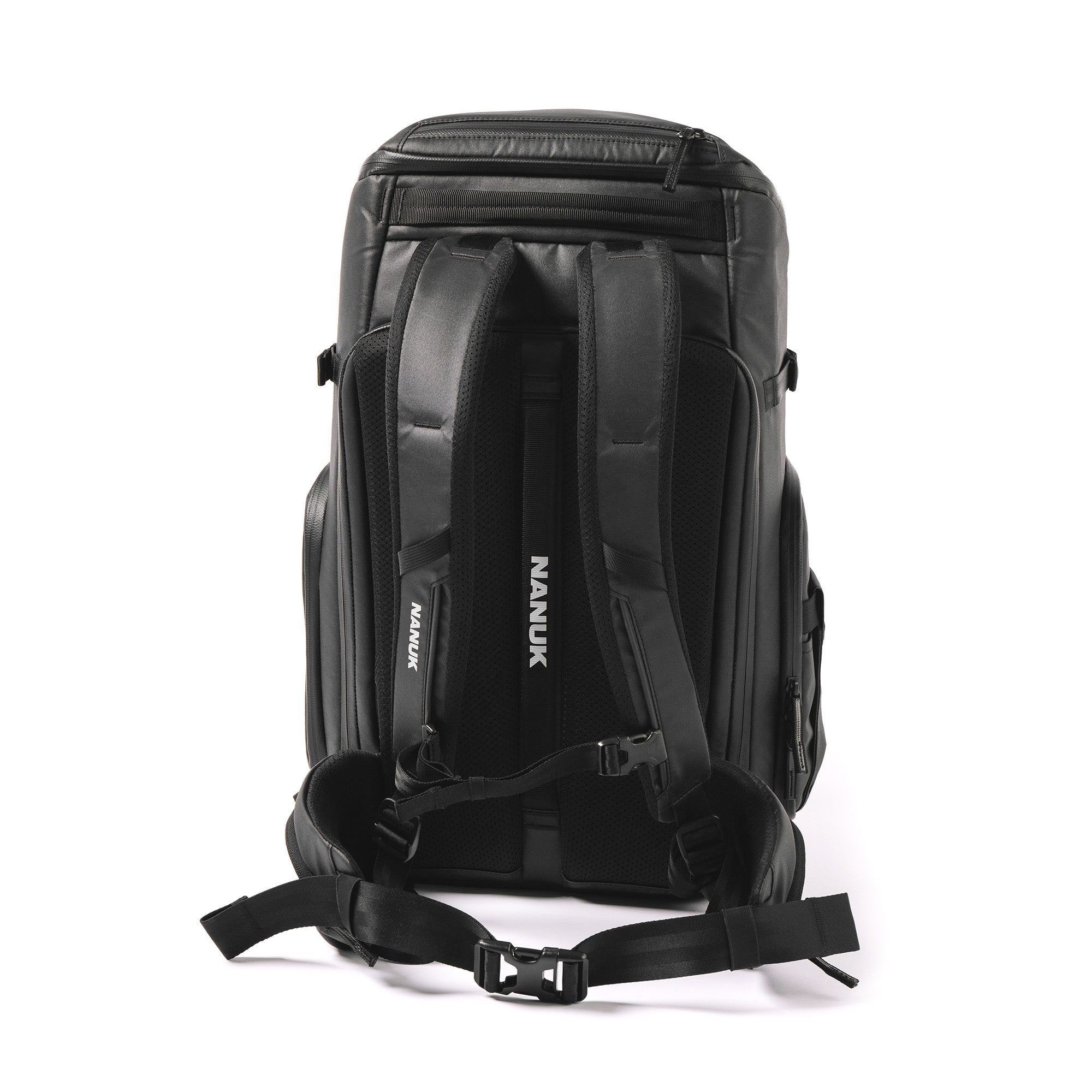 Back of a Black N-PVD 30L Camera Backpack from NANUK on a white background Back of a Black N-PVD 30L Camera Backpack from NANUK on a white background
