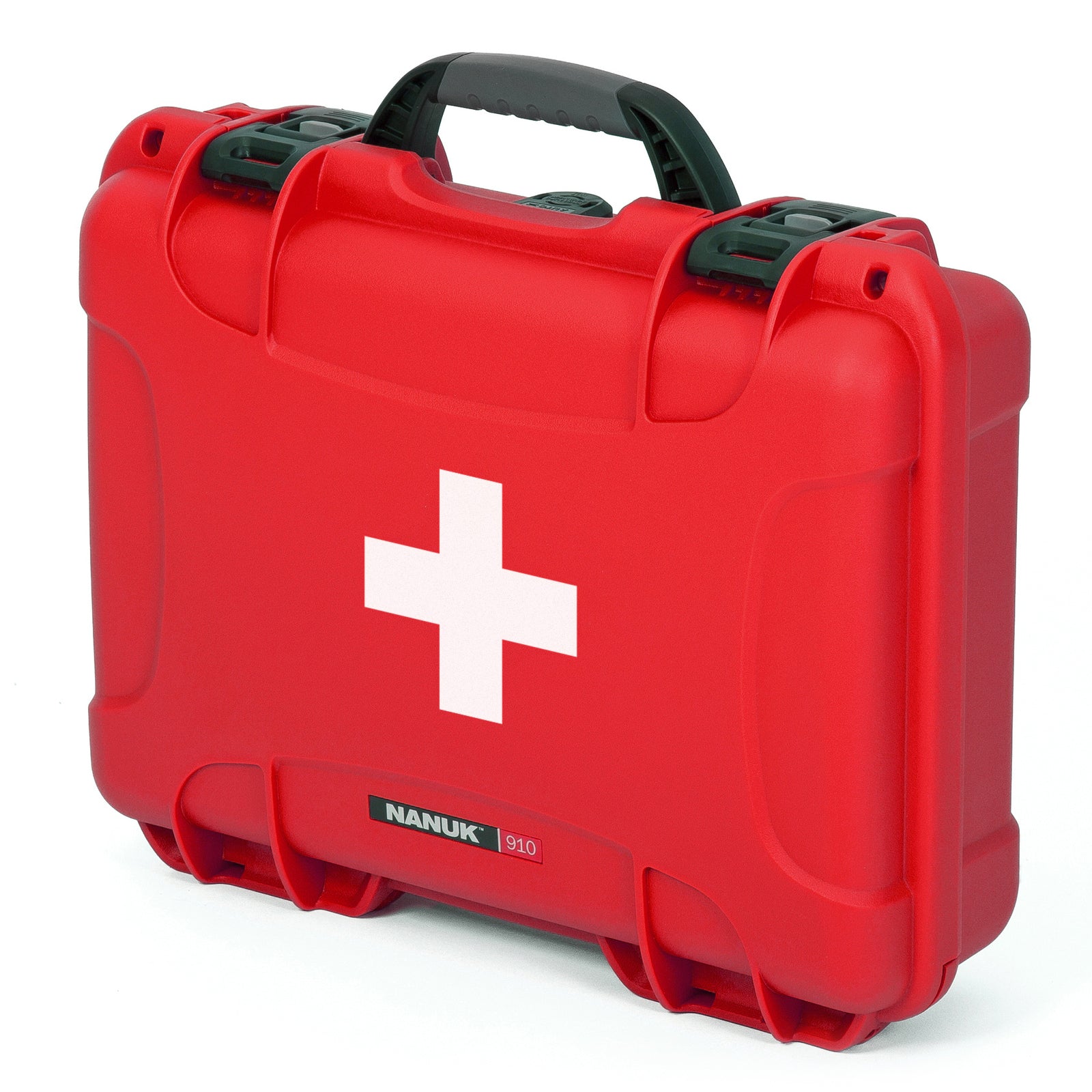 Red first aid kit with a white cross on a white background Red first aid kit with a white cross on a white background