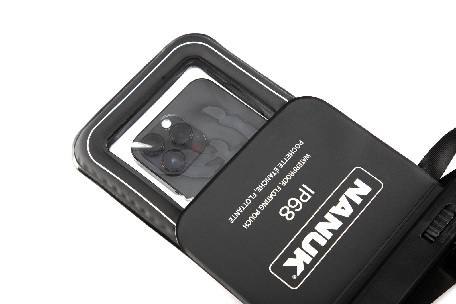 Black waterproof case with NANK branding on a white background