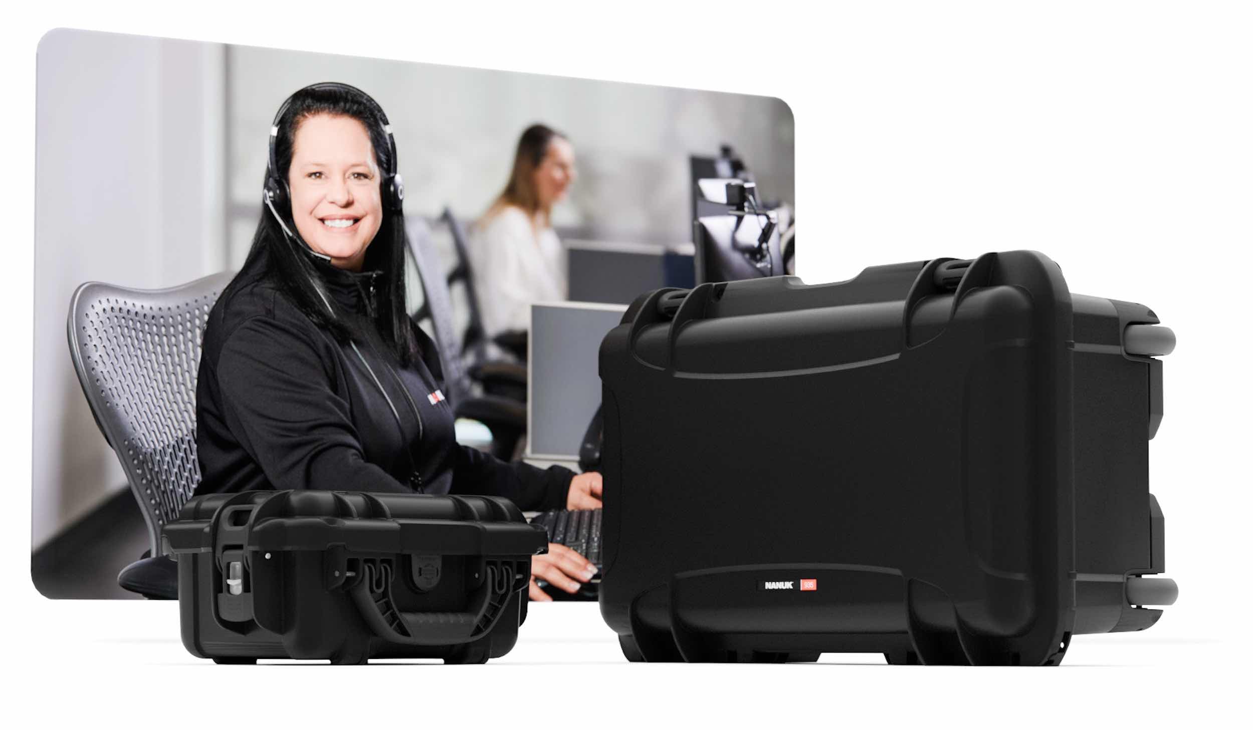 Customer support agent with NANUK hard cases for gear protection targeting resellers